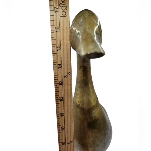 Vintage Brass Goose Figurine, 17" Tall - Picture 7 of 8